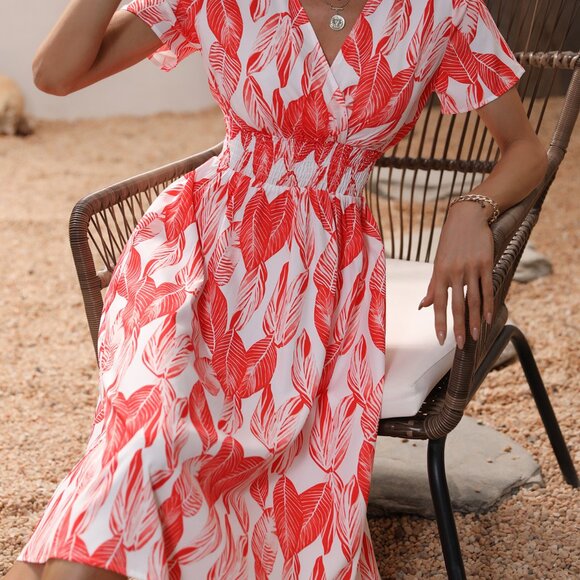 Women's floral print short-sleeved dress - Picture 4 of 7